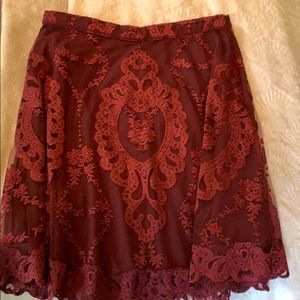 For Love and Lemons Burgundy Skirt